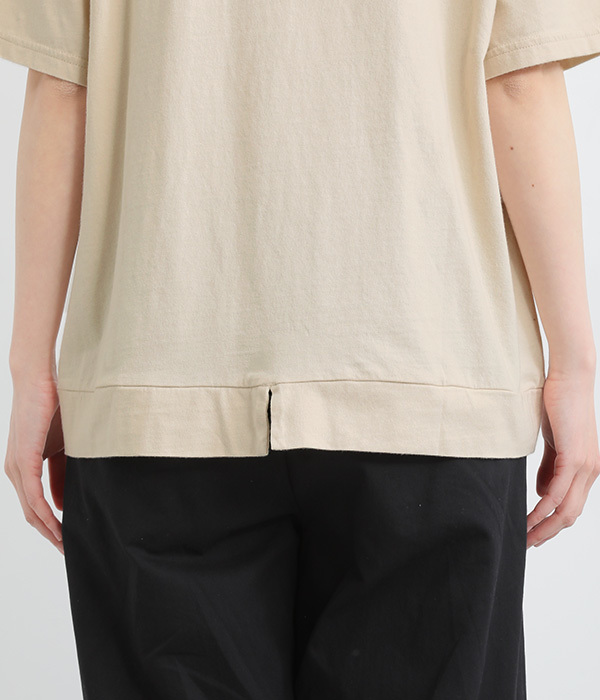 コットンさらさら天竺野菜刺繍5分袖Ｔシャツ(A・アイボリー)