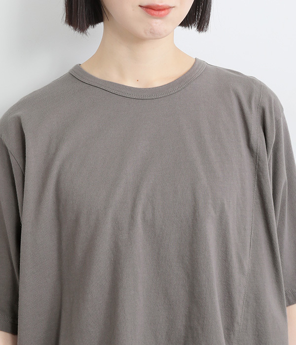 コットンさらさら天竺ピスネーム付きロゴ刺繍Ｔシャツ(B・チャコールグレー)