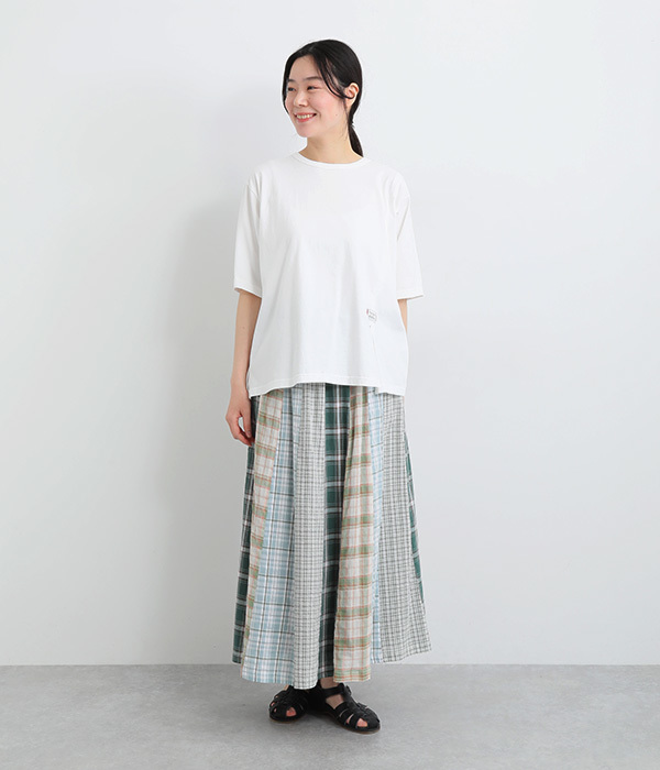 コットンさらさら天竺ピスネーム付きロゴ刺繍Ｔシャツ(B・チャコールグレー)