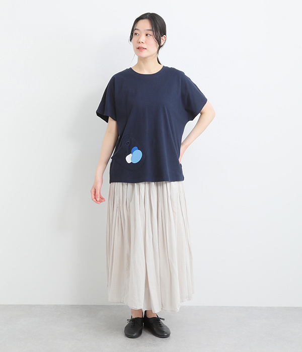 コットンお絵描きフルーツプリントＴシャツ(B・ネイビー)