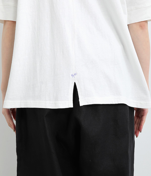 コットンリネン天竺どこにいるのかな刺繍Ｔシャツ(C・グリーン)