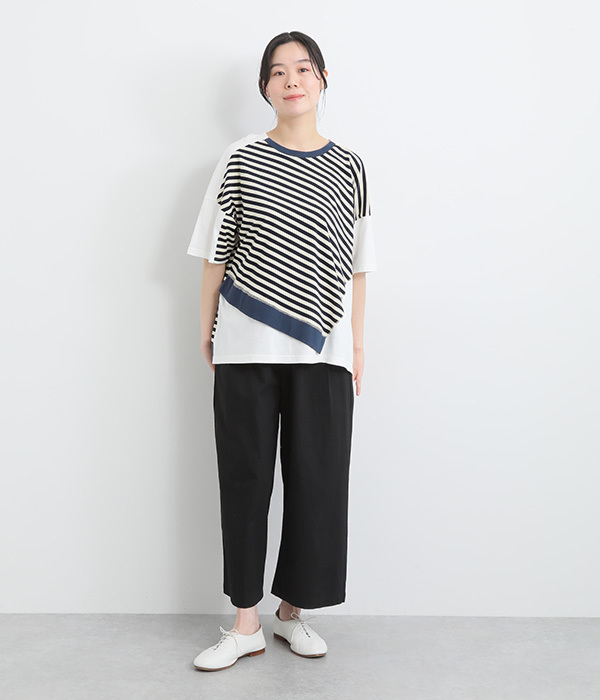 コットンリネン天竺リメイクミックスＴシャツ(A・ホワイト)