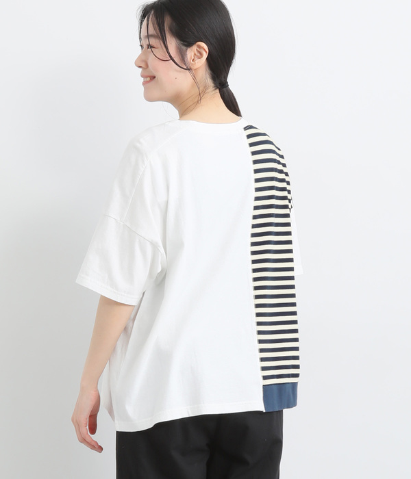 コットンリネン天竺リメイクミックスＴシャツ(A・ホワイト)