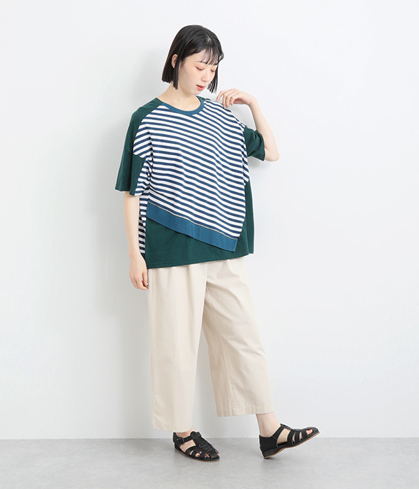 コットンリネン天竺リメイクミックスＴシャツ(A・ホワイト)