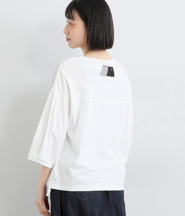 コットンリネン天竺夜風と音色刺繍Ｔシャツ(A・ホワイト)