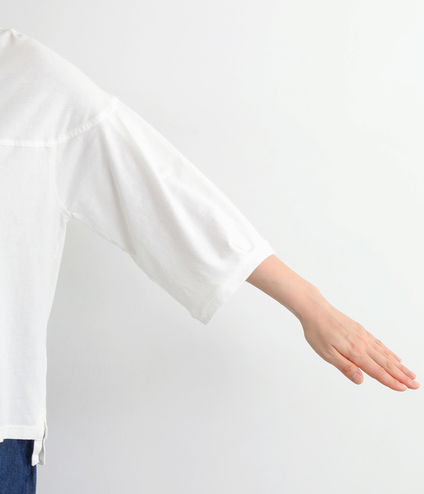 コットンリネン天竺夜風と音色刺繍Ｔシャツ(A・ホワイト)