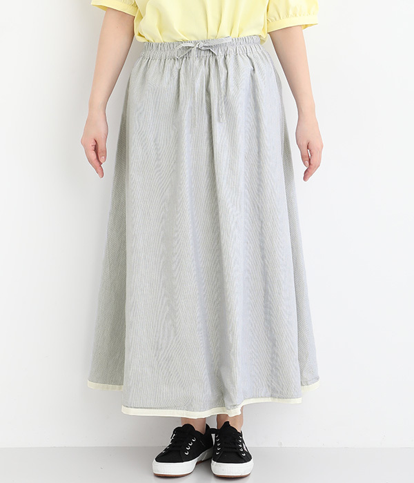 コットンリバーシブル花刺繍スカート(A・アイボリー)