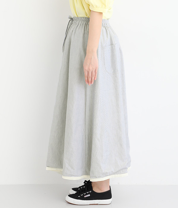コットンリバーシブル花刺繍スカート(A・アイボリー)