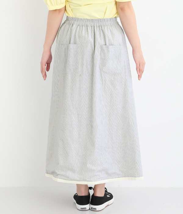 コットンリバーシブル花刺繍スカート(A・アイボリー)