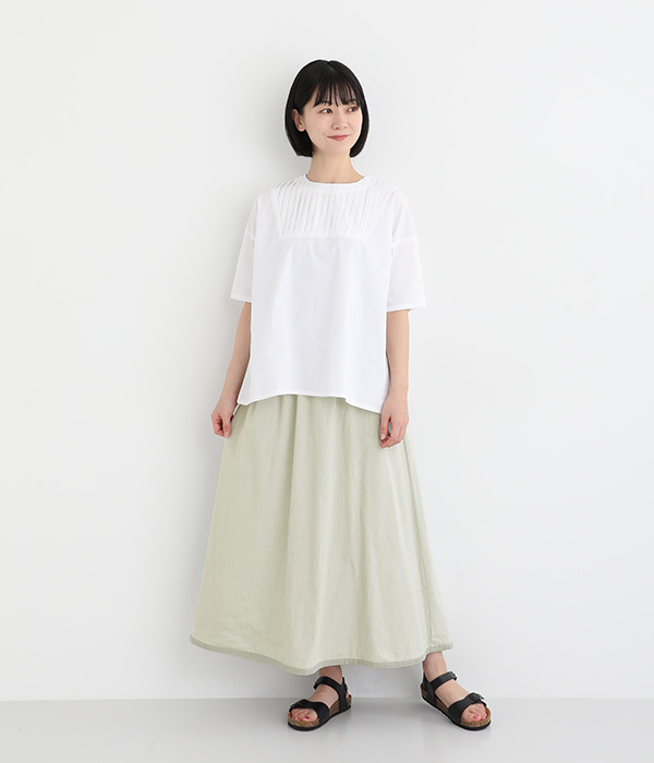 コットンリバーシブル花刺繍スカート(A・アイボリー)
