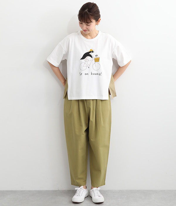 コットンペンギンサイクリング刺繍Ｔシャツ(A・ホワイト)
