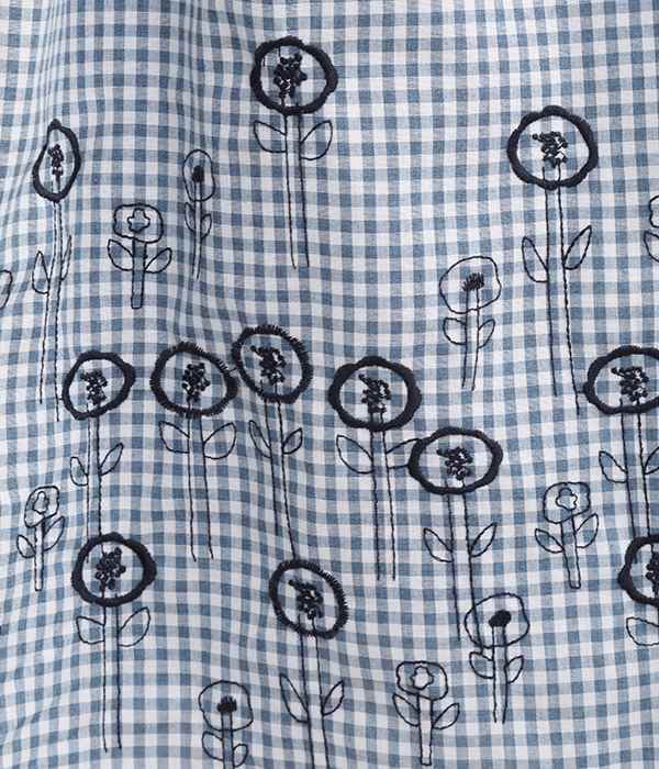 北欧花刺繍スカート(B・ブルー)