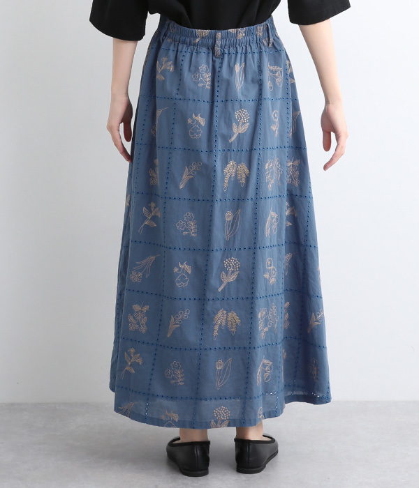 透かし花刺繍スカート(C・ネイビー)