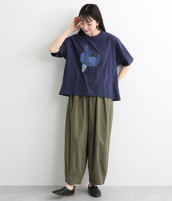 マンボウ刺繍Tシャツ(C・ネイビー)