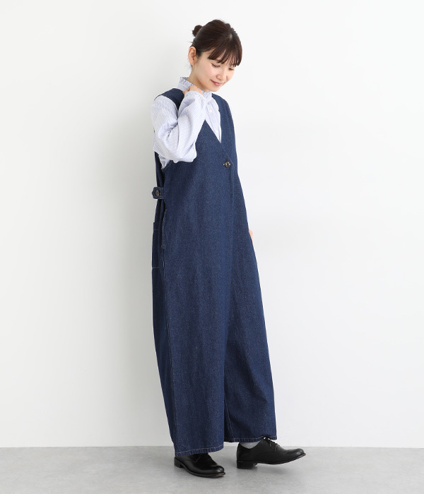 デニムアシメサロペパンツ(B・インディゴ)