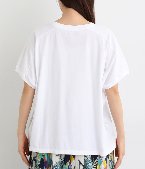 良質天竺変形ワイドロゴプリントＴシャツ　TRANQUIL(ホワイト)