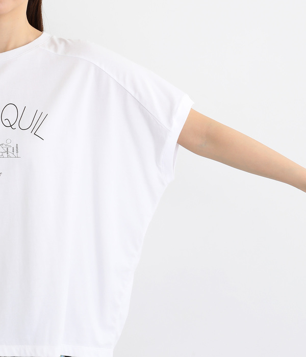良質天竺変形ワイドロゴプリントＴシャツ　TRANQUIL(ホワイト)