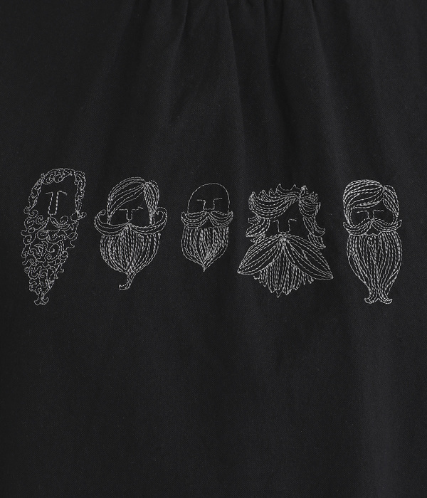 シャリシャリオックスリブクルー刺繍Ｔシャツ(ブラック)