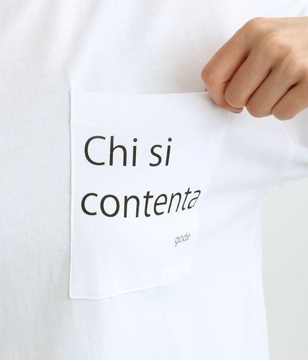 良質天竺　ポケ付きロゴプリントTee＜Chi is contentra＞(C・ブラック)