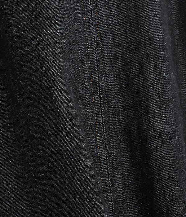 コットンリネンデニムZipギャザーシャツ(B・ブラック)
