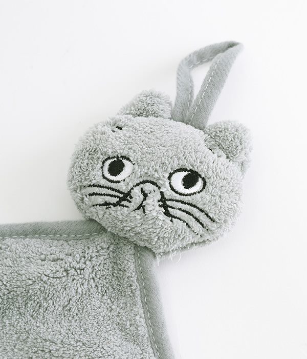 Matsuo Miyuki Cat Face Towel(B・Light Gray)