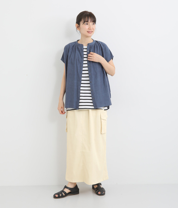 ドライタッチストレッチカーゴドロストスカート(A・アイボリー)