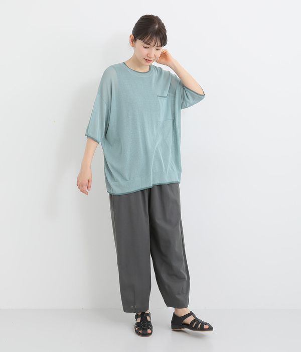 コットンリネン タックパンツ(B・チャコール)