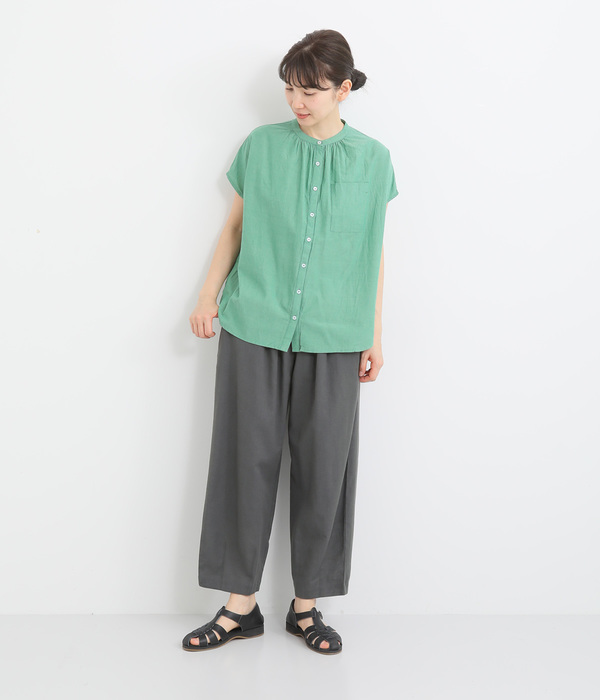 コットンリネン タックパンツ(B・チャコール)