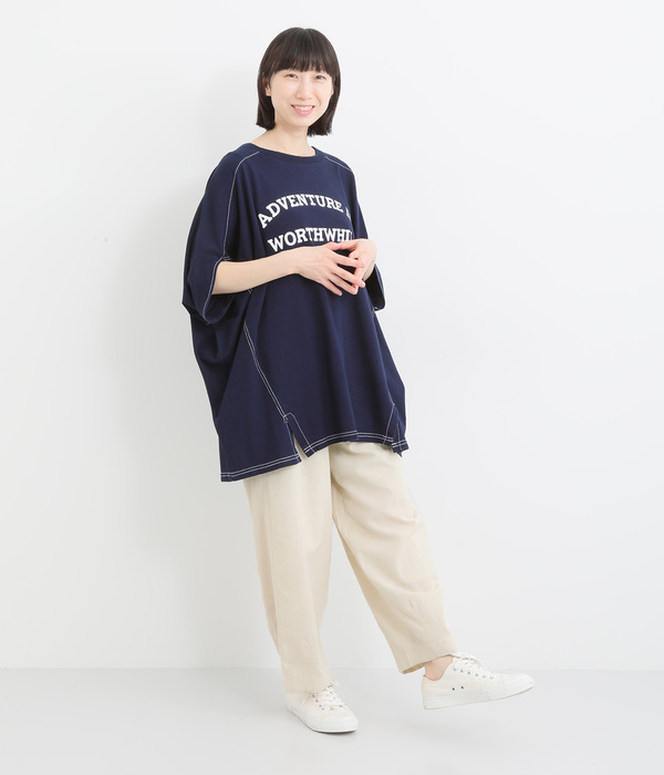 コットンリネン タックパンツ(B・チャコール)