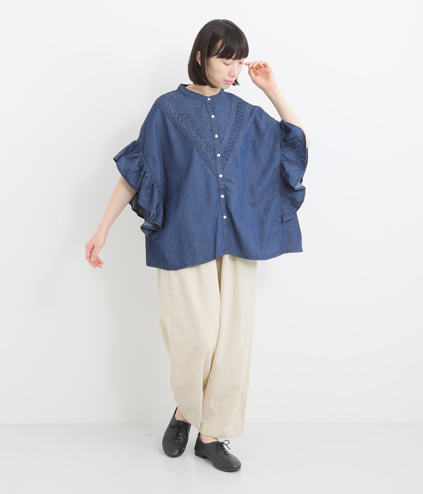 コットンリネン タックパンツ(B・チャコール)