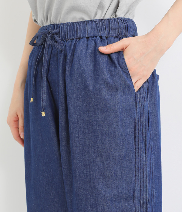 5.5ozデニム ピンタックパンツ(B・ネイビーデニム)