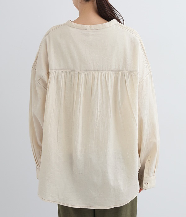 5.5ozデニムピンタックシャツ(A・オフホワイト)