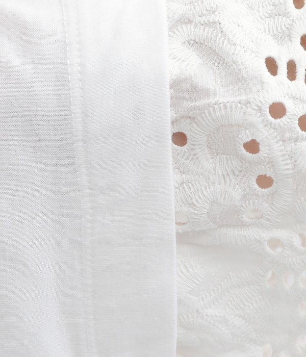 天竺編みスカラップ刺繍ラグランプルオーバー(A・オフホワイト)