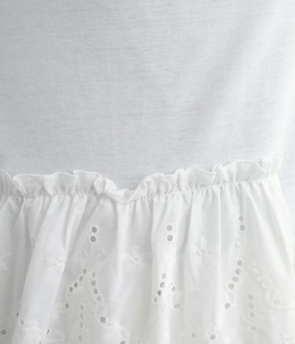 天竺編みスカラップ刺繍2WAYデザイン裾スカラッププルオーバー(A・オフホワイト)