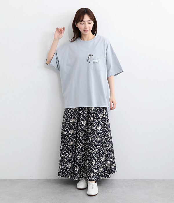 16OE天竺刺繍Tシャツ(A・ライトカーキ)