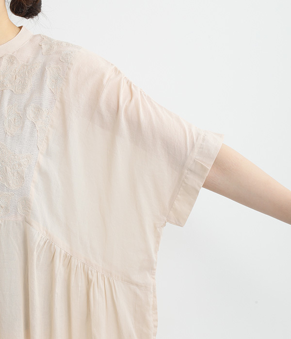 メッシュ刺繍シャツドレス(B・ネイビー)