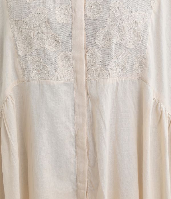 メッシュ刺繍シャツドレス(C・グレージュ)