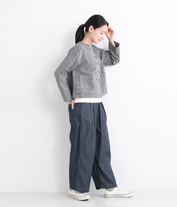 ライトオンスデニムタックパンツ(A・ネイビー)