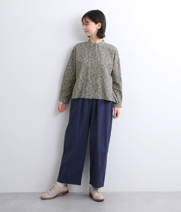 30%OFF【SALE/セール】コットンフラワープリントタックブラウス(A・ブルー)｜TUTIE.（ツチエ）のシャツ・ブラウス通販 ナチュラン