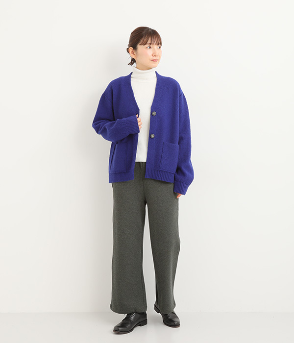 コットン裏毛起毛ワイドストレートパンツ(C・チャコール)