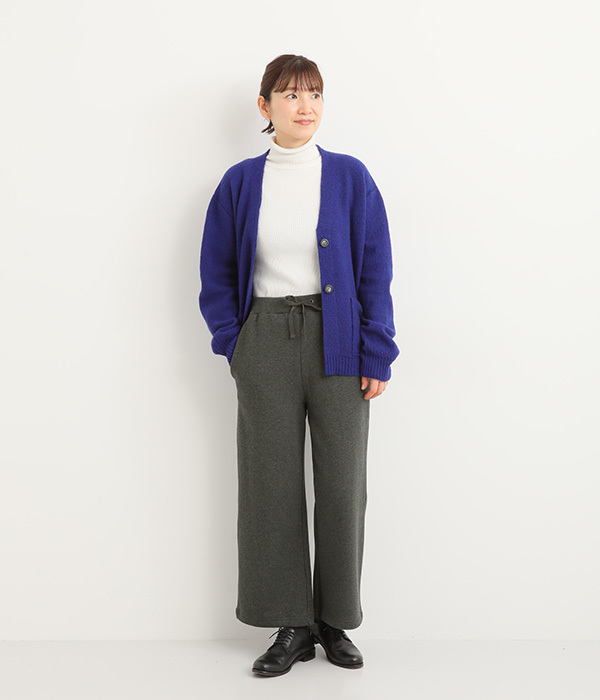 コットン裏毛起毛ワイドストレートパンツ(C・チャコール)