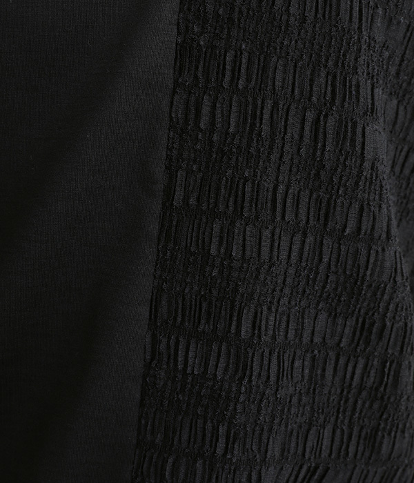 プリーツコンビTシャツ(B・ブラック/ブラック)