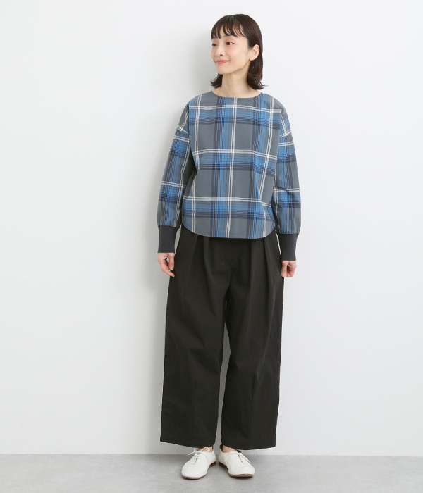 コットンナイロンバイオタックワイドパンツ(D・ブラック)