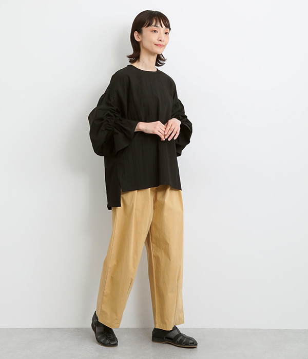 コットンナイロンバイオタックワイドパンツ(D・ブラック)