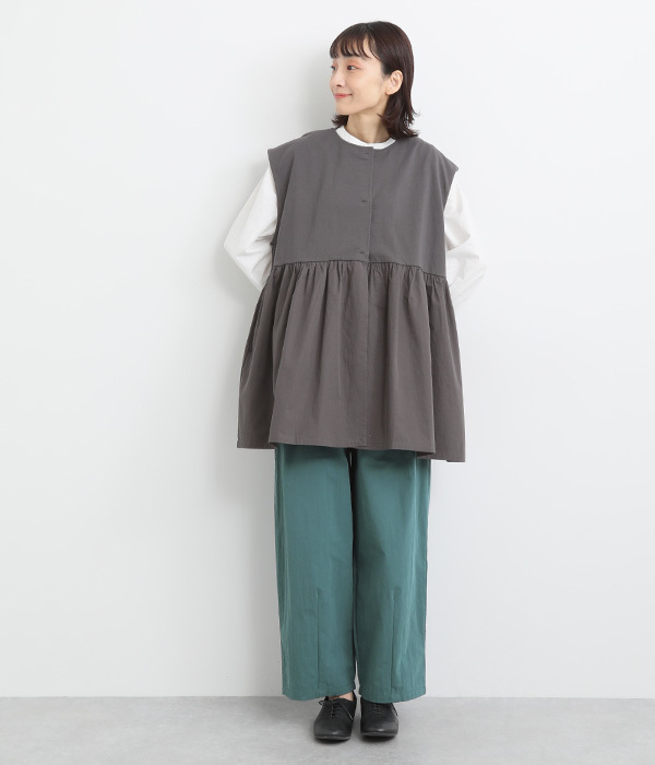 コットンナイロンバイオタックワイドパンツ(D・ブラック)