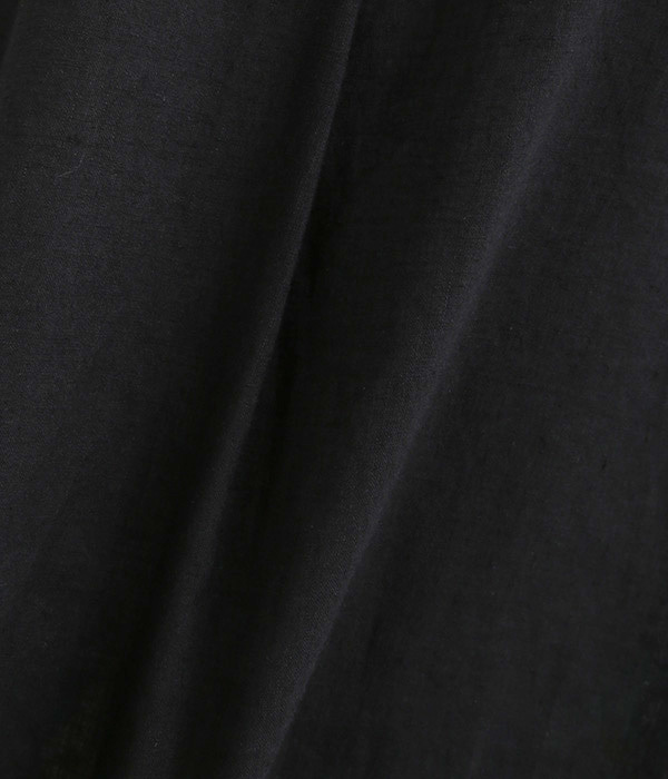 コットンリネンバイオ裾絞りボックスブラウス(D・ブラック)