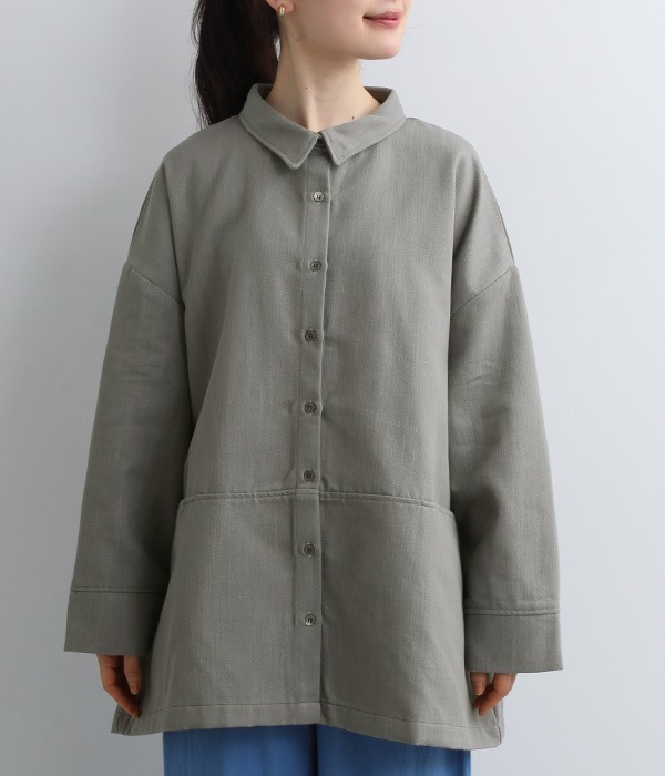 コットンポリスラブバイオシャツジャケット(B・グレー)
