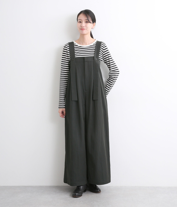 レーヨンナイロンツイルサロペットパンツ(A・チャコール)