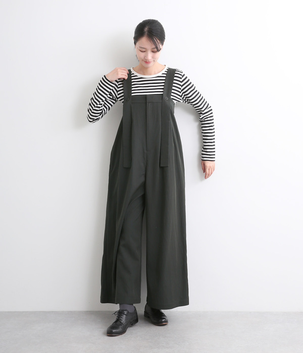 レーヨンナイロンツイルサロペットパンツ(A・チャコール)