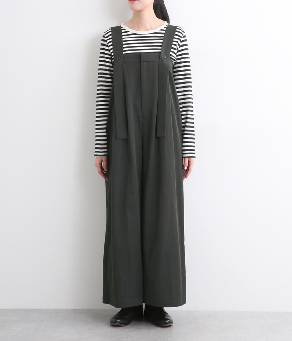 レーヨンナイロンツイルサロペットパンツ(A・チャコール)